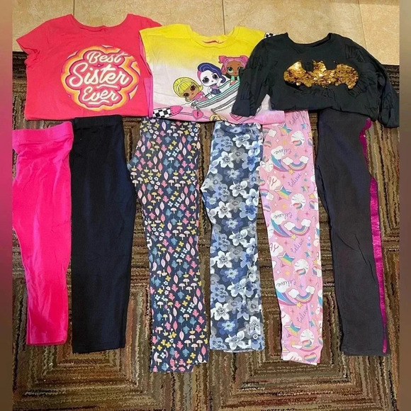 Other - Set Of 9 Kids / Girls Leggings/ Pants T Shirts 5-8 Years carters H&M Place Klein